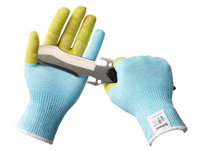 FIRST FIBER 4-Finger Cut Resistant Gloves ANSI A9 Reinforced for Kitchen Meat Cutting Oyster Shucking Touch CyclingParty Safety