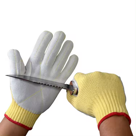 High Quality Cut Resistant Aramid Fiber Leather Work Gloves Premium Leather Gloves & Mittens