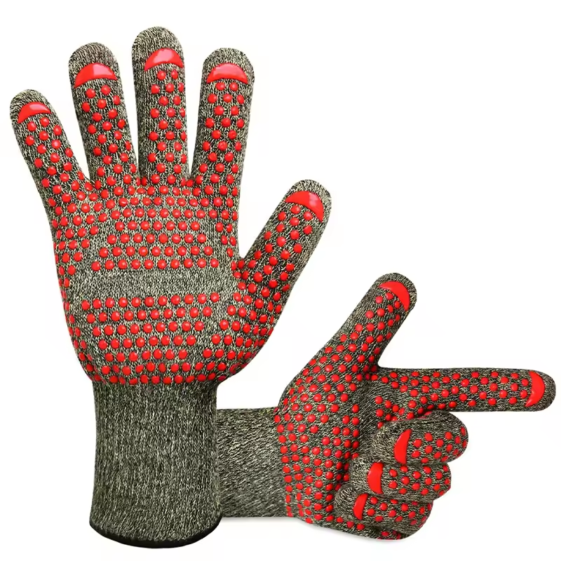 Extreme Anti-Heat 500 Degree Aramid Fiber BBQ Silicone Gloves Heat Resistant Cooling Safety Gloves for Daily Outdoor & Party Use