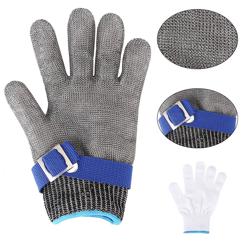 Level 5 Cut Resistant Stainless Steel Working Gloves Metal Mesh Anti Cutting Butcher Kitchen Gloves